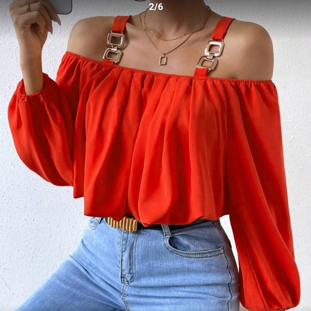 Elegant Red Off-Shoulder Women's Top